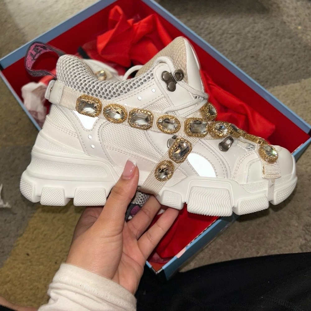 gucci flashtrek removable crystals sneakers